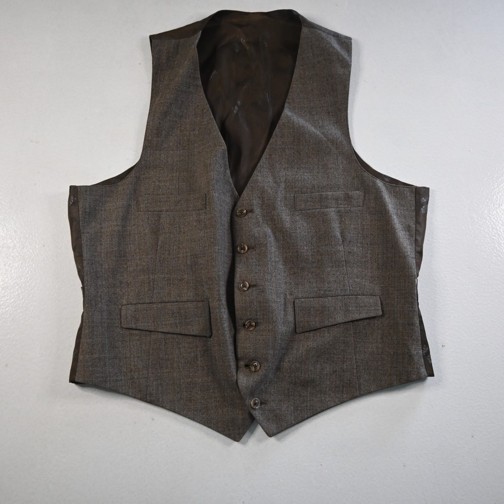 Vtg Daks British Large Flannel Wool Mens Vest Suit‎ Waistcoat Wedding Prom